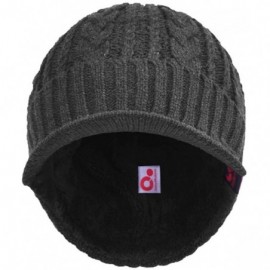Skullies & Beanies Daily Knit Visor Brim Beanie Hat Fleece Lined Skull Ski Cap - Dark Gray-ck - C8186SE7URM $15.14