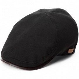 Newsboy Caps Mens Flat Duckbill Hat Newsboy Driving Cap PU Visor 6-Panel 57-59CM - 89047_black - CE17YLWZ6E0 $12.12