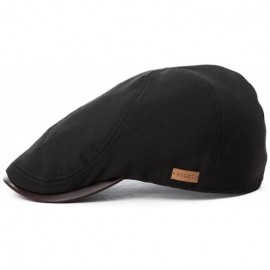 Newsboy Caps Mens Flat Duckbill Hat Newsboy Driving Cap PU Visor 6-Panel 57-59CM - 89047_black - CE17YLWZ6E0 $12.12