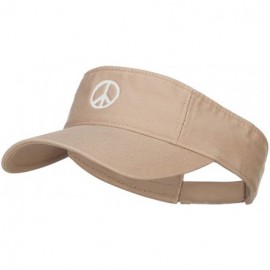 Visors Peace Symbol Embroidered Washed Visor - Khaki - CF184WX89T5 $24.18