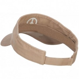 Visors Peace Symbol Embroidered Washed Visor - Khaki - CF184WX89T5 $24.18