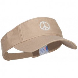 Visors Peace Symbol Embroidered Washed Visor - Khaki - CF184WX89T5 $24.18