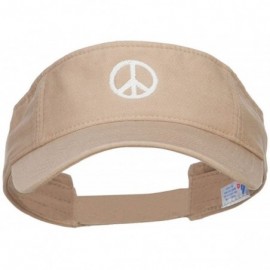 Visors Peace Symbol Embroidered Washed Visor - Khaki - CF184WX89T5 $24.18