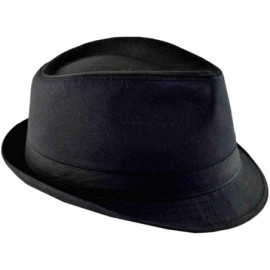 Fedoras Men's Cotton Fedora 62cm 2XL Black - C518S4TWUN4 $17.02