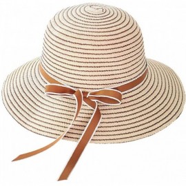 Sun Hats Girls Flower Straw Hat Large Brim Beachwear Sunhat Floral Tea Party Cap - Beige H - CK193N3WOTS $15.06