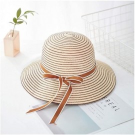 Sun Hats Girls Flower Straw Hat Large Brim Beachwear Sunhat Floral Tea Party Cap - Beige H - CK193N3WOTS $15.06