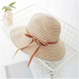 Sun Hats Girls Flower Straw Hat Large Brim Beachwear Sunhat Floral Tea Party Cap - Beige H - CK193N3WOTS $15.06