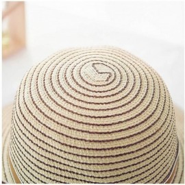 Sun Hats Girls Flower Straw Hat Large Brim Beachwear Sunhat Floral Tea Party Cap - Beige H - CK193N3WOTS $15.06