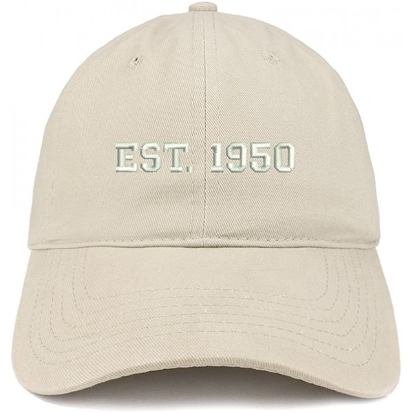 Baseball Caps EST 1950 Embroidered - 70th Birthday Gift Soft Cotton Baseball Cap - Stone - C6182XMSGWG $18.95