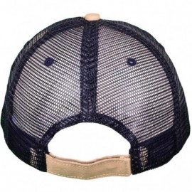 Baseball Caps Unisex Unstructured Special Washed Distressed Mesh Trucker Cap - Khaki/Navy-6887 - CM12FL8D8MJ $13.38