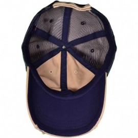 Baseball Caps Unisex Unstructured Special Washed Distressed Mesh Trucker Cap - Khaki/Navy-6887 - CM12FL8D8MJ $13.38