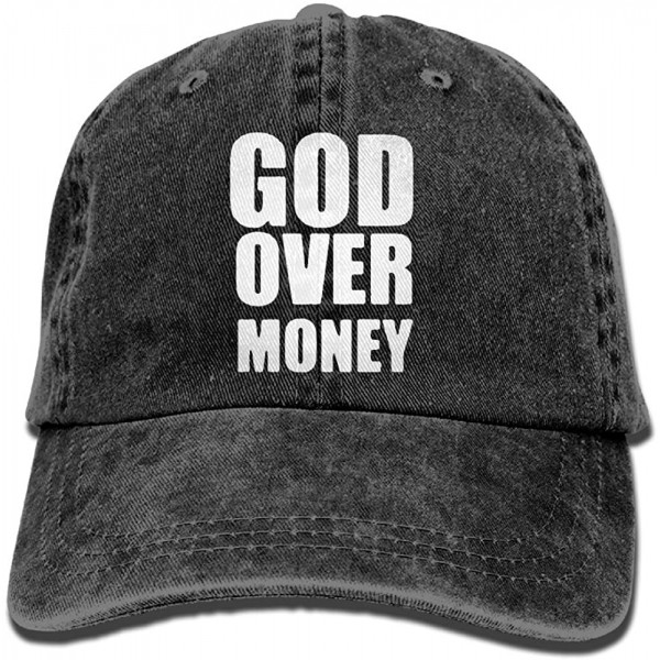 Baseball Caps Unisex Baseball Cap Cotton Denim Hat God Over Money Adjustable Snapback Outdoor Sports Cap - Black - CE18GDHEEU...