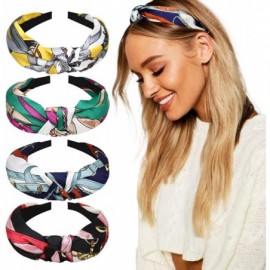 Headbands 4 Pack Turban Headbands for Women Plastic Head Band Hair Vintage Flower Printed Cross - ZE 4 Pack Wide Headbands - ...