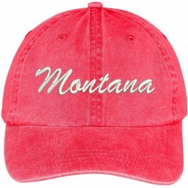 Baseball Caps Montana State Embroidered Low Profile Adjustable Cotton Cap - Red - CH12IZJWSVN $15.52