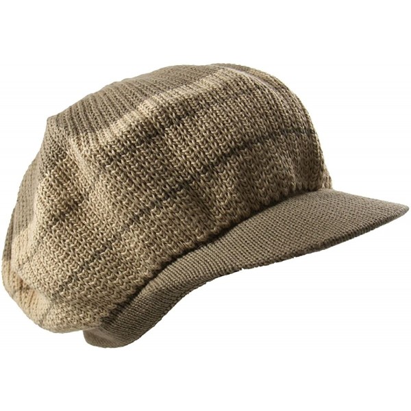 Skullies & Beanies Knit Cotton Beanie Visor - Khaki/Beige - CI11WJULJLZ $15.98