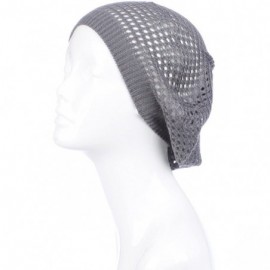 Berets Womens Crochet Hat Flower Beanie Beret Fashion Accessory Lightweight Knit Cap - Dark Gray Net - CX182OO605X $14.06