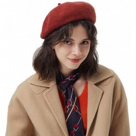 Berets Wool Beret French Hat Artist Hat Casual Hat for Autumn and Winter Fashion Hat for Women - Red - C8192QLILOG $18.08