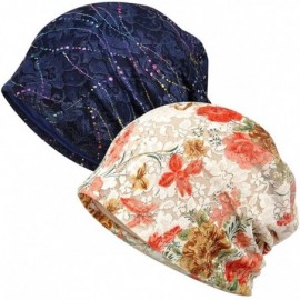Skullies & Beanies Womens Baggy Slouchy Beanie Chemo Hat Infinity Scarf Head Wrap Cap - Flower Pink&z-navy - CC18YZWUMTO $26.08