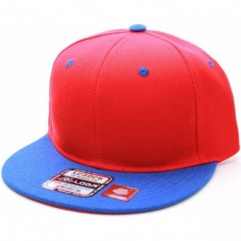 Baseball Caps Classic Flat Bill Visor Blank Snapback Hat Cap with Adjustable Snaps - Red - Blue - CP119R34S5L $10.64