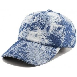 Baseball Caps Unisex 100% Cotton Tie Dye Low Profile Washed Baseball Cap - Dark Denim - CF18E4DHZYW $10.04