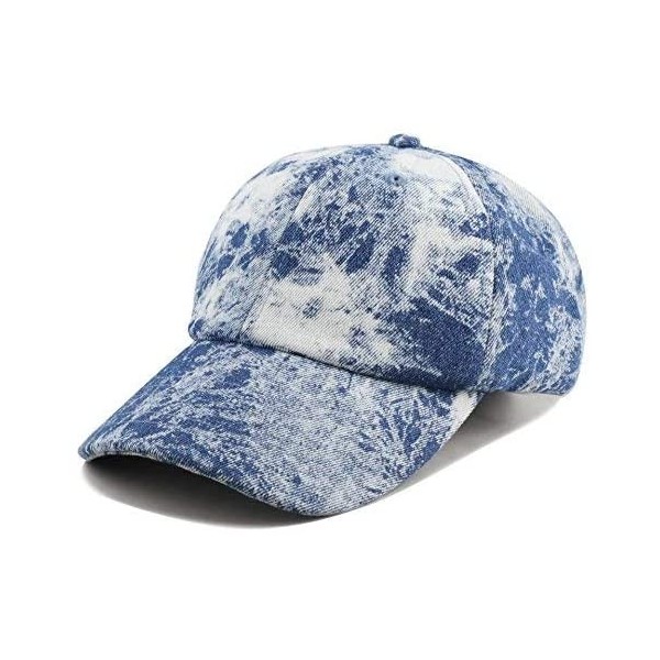 Baseball Caps Unisex 100% Cotton Tie Dye Low Profile Washed Baseball Cap - Dark Denim - CF18E4DHZYW $10.04