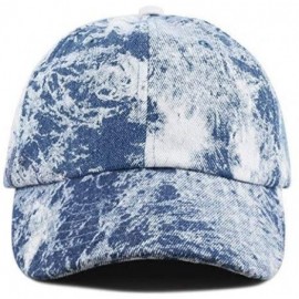 Baseball Caps Unisex 100% Cotton Tie Dye Low Profile Washed Baseball Cap - Dark Denim - CF18E4DHZYW $10.04