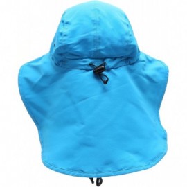 Sun Hats Outdoor Sun Protection Hunting Hiking Fishing Cap Wide Brim hat with Neck Flap - Turquoise - CW18G7W632D $13.40