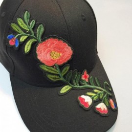 Berets Womens Baseball Cap Couple Applique Floral Unisex Snapback Hip Hop Flat Hat - Black - C418I00I299 $9.32