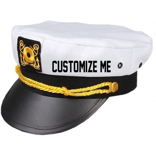 Baseball Caps Custom Text Captain Hat Name Gift for Skipper Sailor Boating Adjustable White - CD18D4DGL3M $15.77