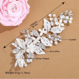 Headbands Handmade Clear Bridal Hair Clip Bendable Wedding Crystal Leaf Hair Piece for Women and Girls - B-Silver - CA18R4LHD...