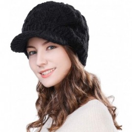 Skullies & Beanies Women's 100% Wool Knit Visor Beanie Newsboy Cap - 68294black - CZ192UOOXR6 $23.18