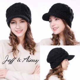 Skullies & Beanies Women's 100% Wool Knit Visor Beanie Newsboy Cap - 68294black - CZ192UOOXR6 $23.18