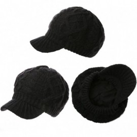 Skullies & Beanies Women's 100% Wool Knit Visor Beanie Newsboy Cap - 68294black - CZ192UOOXR6 $23.18