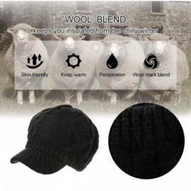 Skullies & Beanies Women's 100% Wool Knit Visor Beanie Newsboy Cap - 68294black - CZ192UOOXR6 $23.18