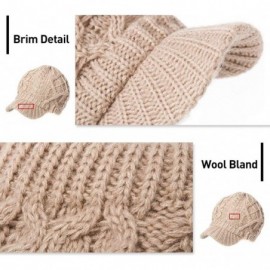 Skullies & Beanies Women's 100% Wool Knit Visor Beanie Newsboy Cap - 68294black - CZ192UOOXR6 $23.18