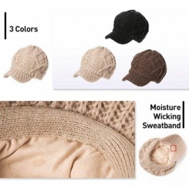 Skullies & Beanies Women's 100% Wool Knit Visor Beanie Newsboy Cap - 68294black - CZ192UOOXR6 $23.18