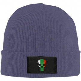 Skullies & Beanies Italian Flag Skull Winter Knitted Hat Warm Wool Skull Beanie Cap - Navy - CX18KOTE9EA $15.05