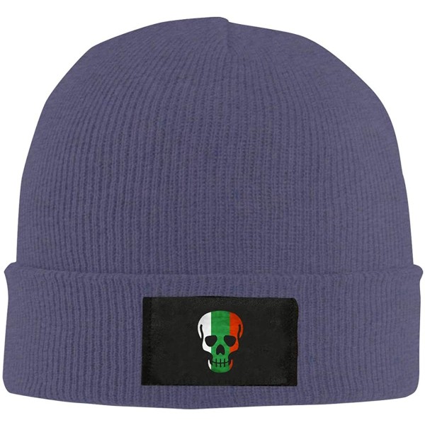 Skullies & Beanies Italian Flag Skull Winter Knitted Hat Warm Wool Skull Beanie Cap - Navy - CX18KOTE9EA $15.05