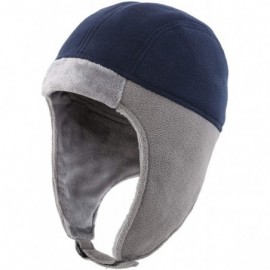 Skullies & Beanies Mens Fleece Thermal Skull Cap Beanie with Ear Flaps Winter Hats - Navy - C518KGQK0LC $23.35