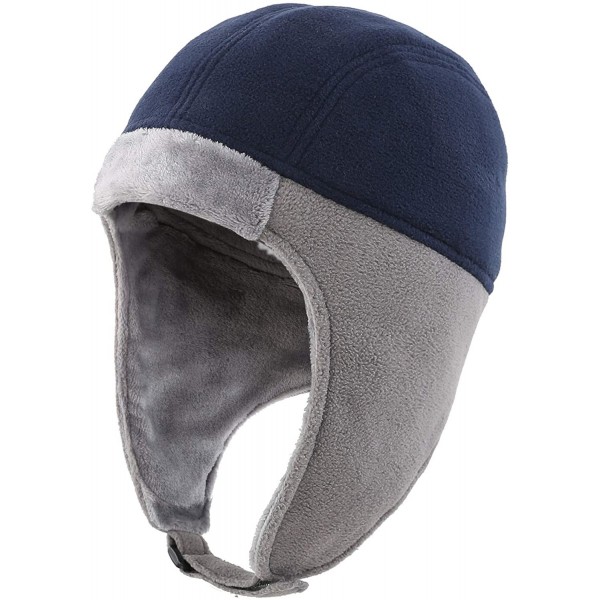 Skullies & Beanies Mens Fleece Thermal Skull Cap Beanie with Ear Flaps Winter Hats - Navy - C518KGQK0LC $13.95