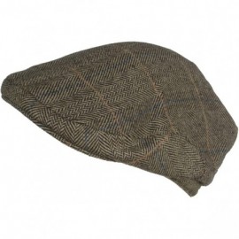 Newsboy Caps Wool Blend Classic Ivy Scally Cap Herringbone Plaid Winter Driver Hat - Brown - CD110KXULUX $25.01