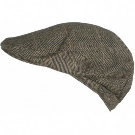 Newsboy Caps Wool Blend Classic Ivy Scally Cap Herringbone Plaid Winter Driver Hat - Brown - CD110KXULUX $25.01