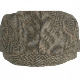 Newsboy Caps Wool Blend Classic Ivy Scally Cap Herringbone Plaid Winter Driver Hat - Brown - CD110KXULUX $25.01