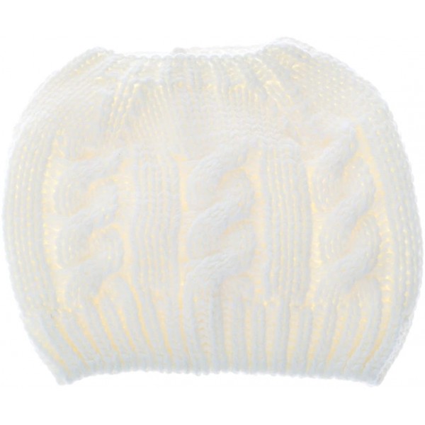 Skullies & Beanies Women Crochet Ponytail Messy High Bun Beanie Winter Hat Slouchy Cable Knit Twist - White - C11805420UK $13.17