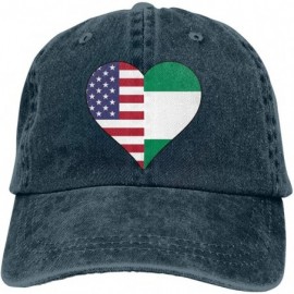 Baseball Caps Half Nigerian Flag Half USA Flag Love Heart Unisex Vintage Jeans Adjustable Baseball Cap - Navy - CK1924X4CYG $...