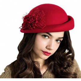 Berets Women's Lace Flower Wool Beret Cap - Red - CC12MCIG6RP $35.47