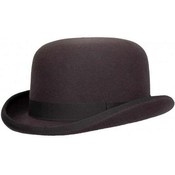 Fedoras Fleming Firm Felt Derby Bowler Hat 100% Wool - Grey - CU187DURT8C $34.79
