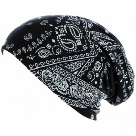 Skullies & Beanies Print Flower Cap Cancer Hats Beanie Stretch Casual Turbans for Women - Amoeba-(black) - CO18LAE8L3M $9.85