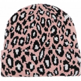 Skullies & Beanies Women Men Winter Hats Leopard Print Cuffed Beanie Double Layers Thick Knitted Soft Warm Slouchy Skull Ski ...