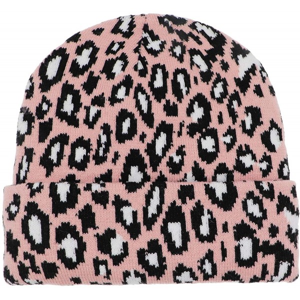 Skullies & Beanies Women Men Winter Hats Leopard Print Cuffed Beanie Double Layers Thick Knitted Soft Warm Slouchy Skull Ski ...